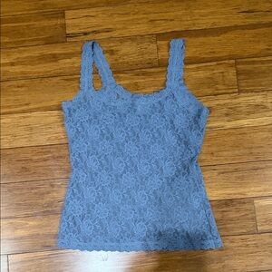 Elegant Lace stretchy Blue Tank Top